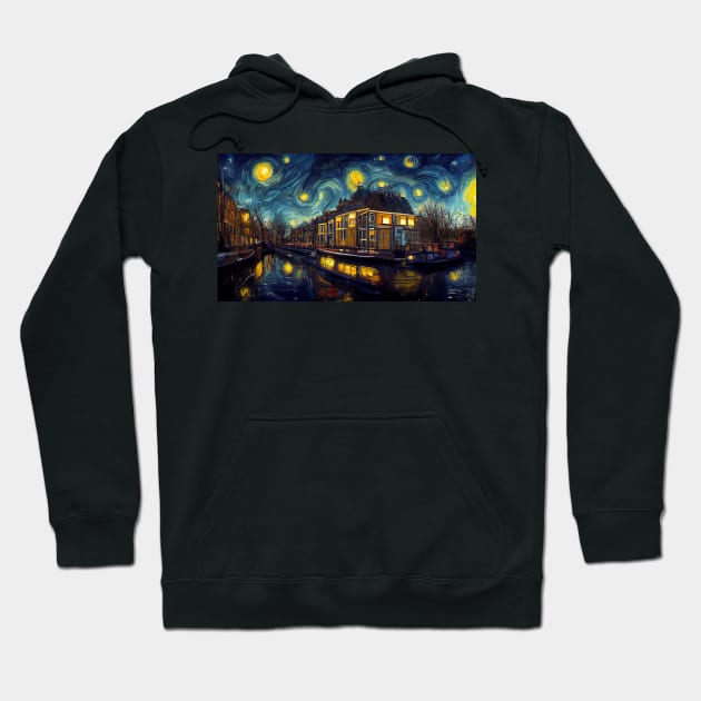 Modern Amsterdam canal like starry night Hoodie by StoneyPhenix